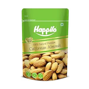 Happilo Premium Natural Californian Almonds 200g | Badam Giri, Healthy Snacks, Dry Fruits | Crunchy Nuts | High in Fiber | Rich in Protein | Magnesium | Phosphorus | Dietary Fibre | Zero Cholesterol