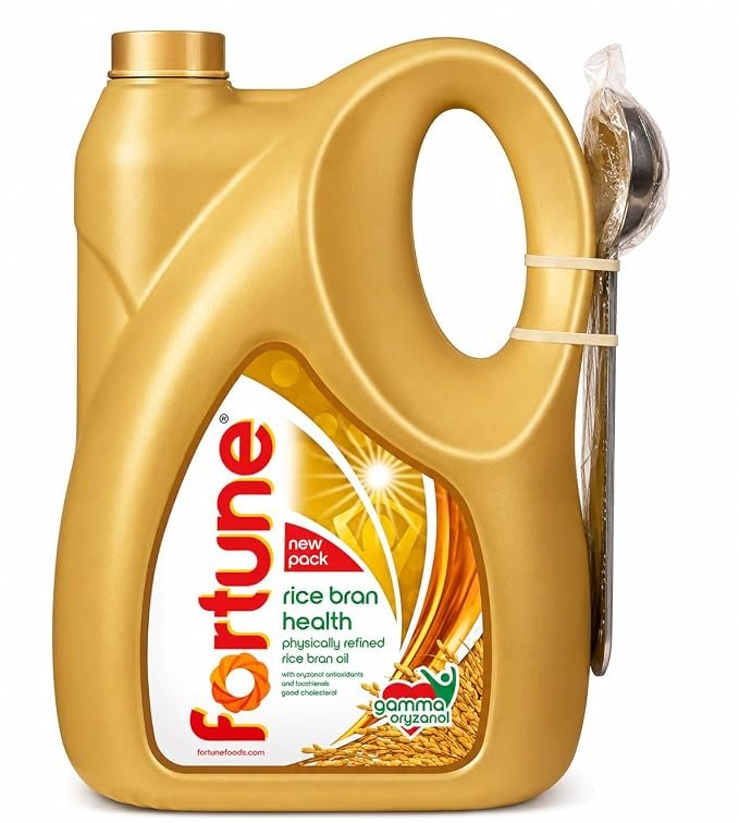 Fortune Rice Bran Health Oil | Reduces Bad Cholesterol | Rich in Gamma Oryzanol | 5L/4.35 Kg Jar (Weight May Vary)
