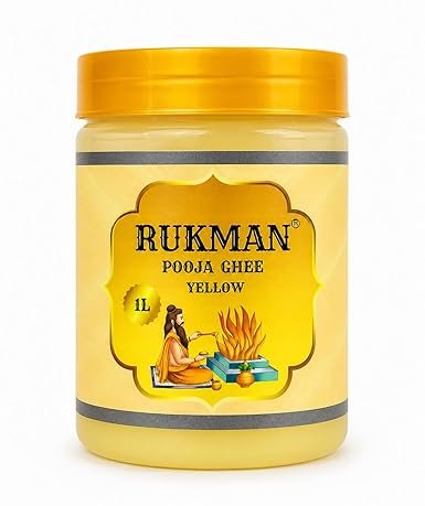 Puja Ghee Yellow for Diya & Daily Puja | Long Lasting Divine Fragrance Deepam Oil | Premium Non-Edible | Lamp Oil for Mandir, Temples, Aarti & Festival (1000 ml)