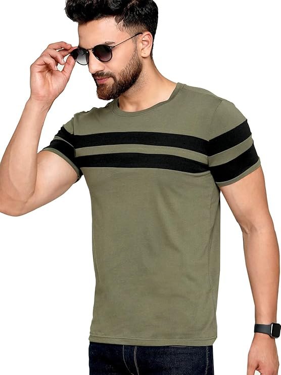 AUSK T-Shirt for Mens Double Stripes on Chest
