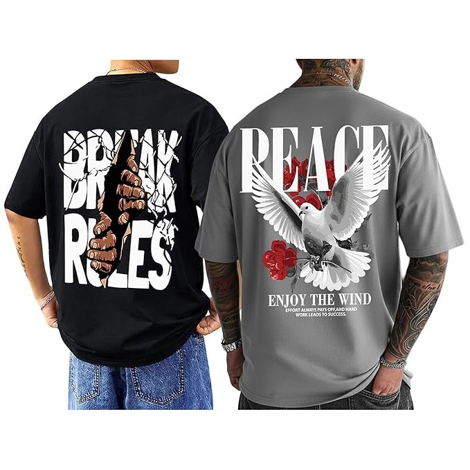 AUSK Baggy Hip-Hop T-Shirt for Men - Graphic Printed T Shirts || Oversized Men Tshirt || T-Shirts