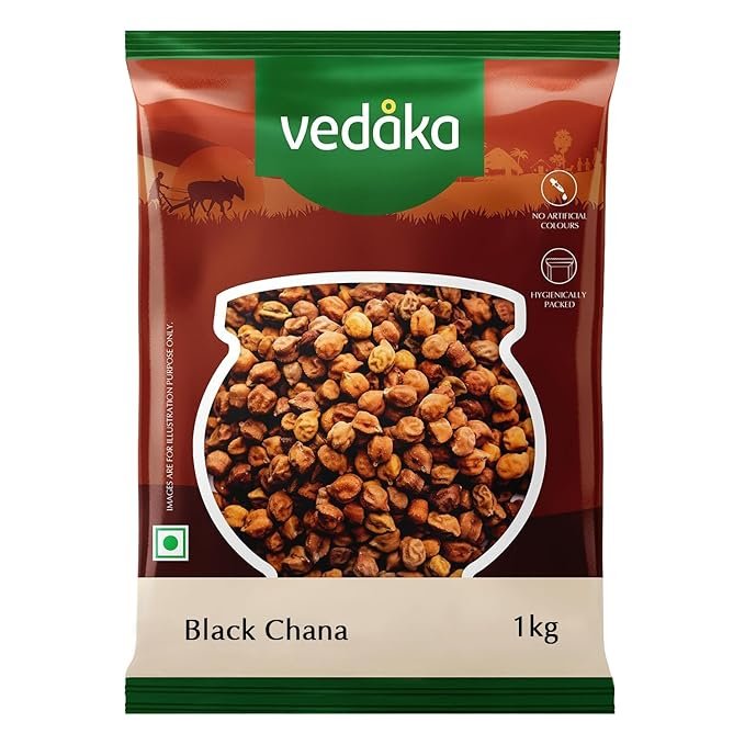 Amazon Brand - Vedaka Unpolished Black Chana | 1 Kg | Rich in Protein & Cholesterol free | No artificial Colours and No Added Preservatives