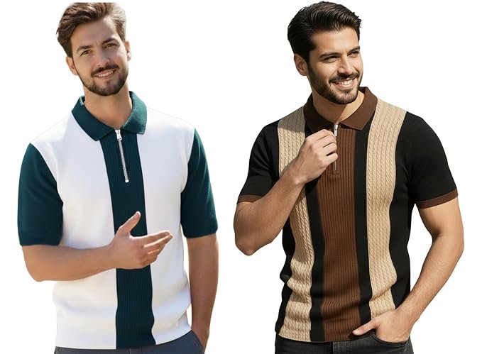 AUSK Men Printed Polo Neck Cotton Blend T-Shirt (Regular Fit, Half Sleeve) || Tshirts for Mens