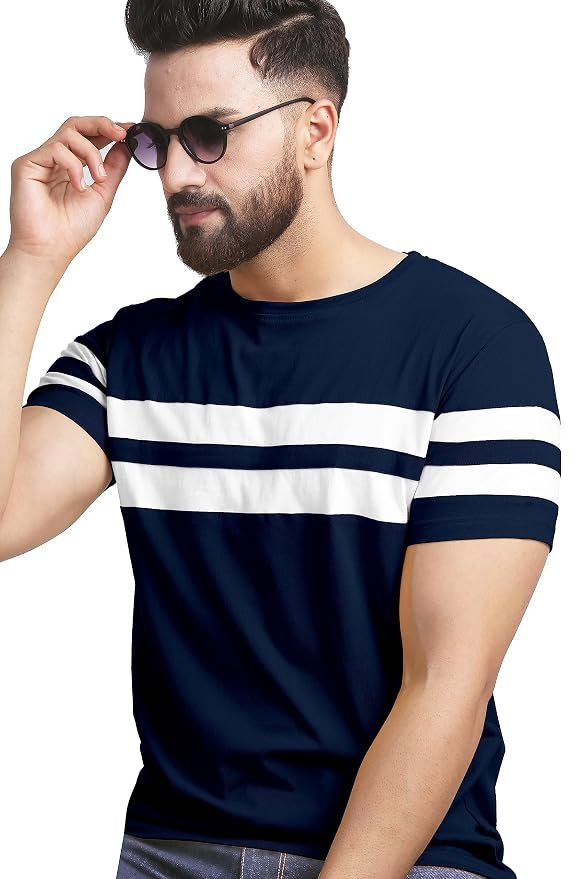 AUSK T-Shirt for Mens Double Stripes on Chest