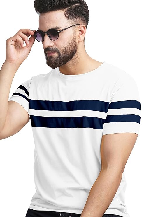 AUSK T-Shirt for Mens Double Stripes on Chest