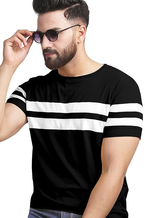 AUSK T-Shirt for Mens Double Stripes on Chest